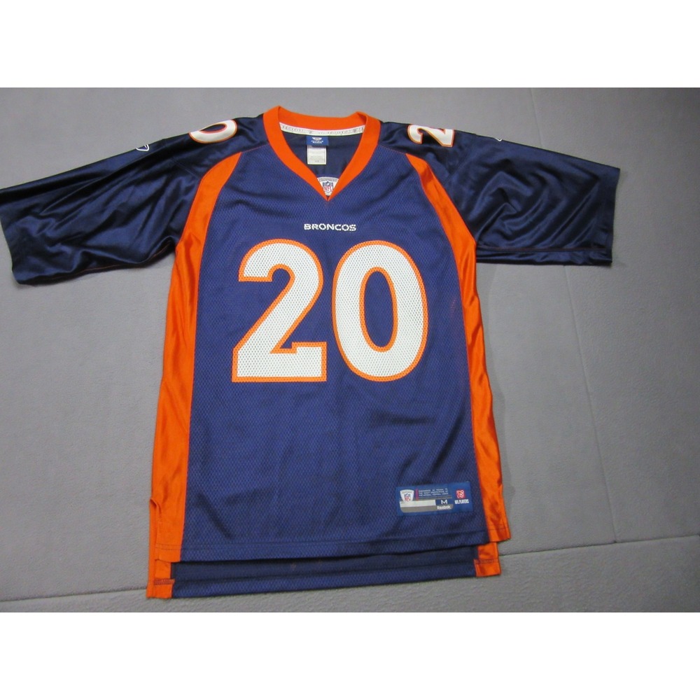 Denver Broncos Jersey Mens Medium Blue Dawkins 20 Reebok Football Retro Y2K